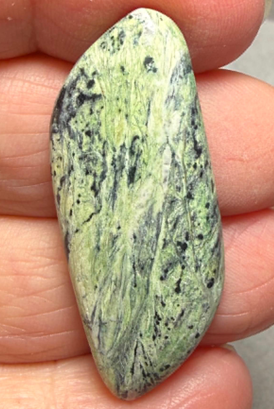 Freeform 41x17mm Lemon Chrysoprase Cabochon 04