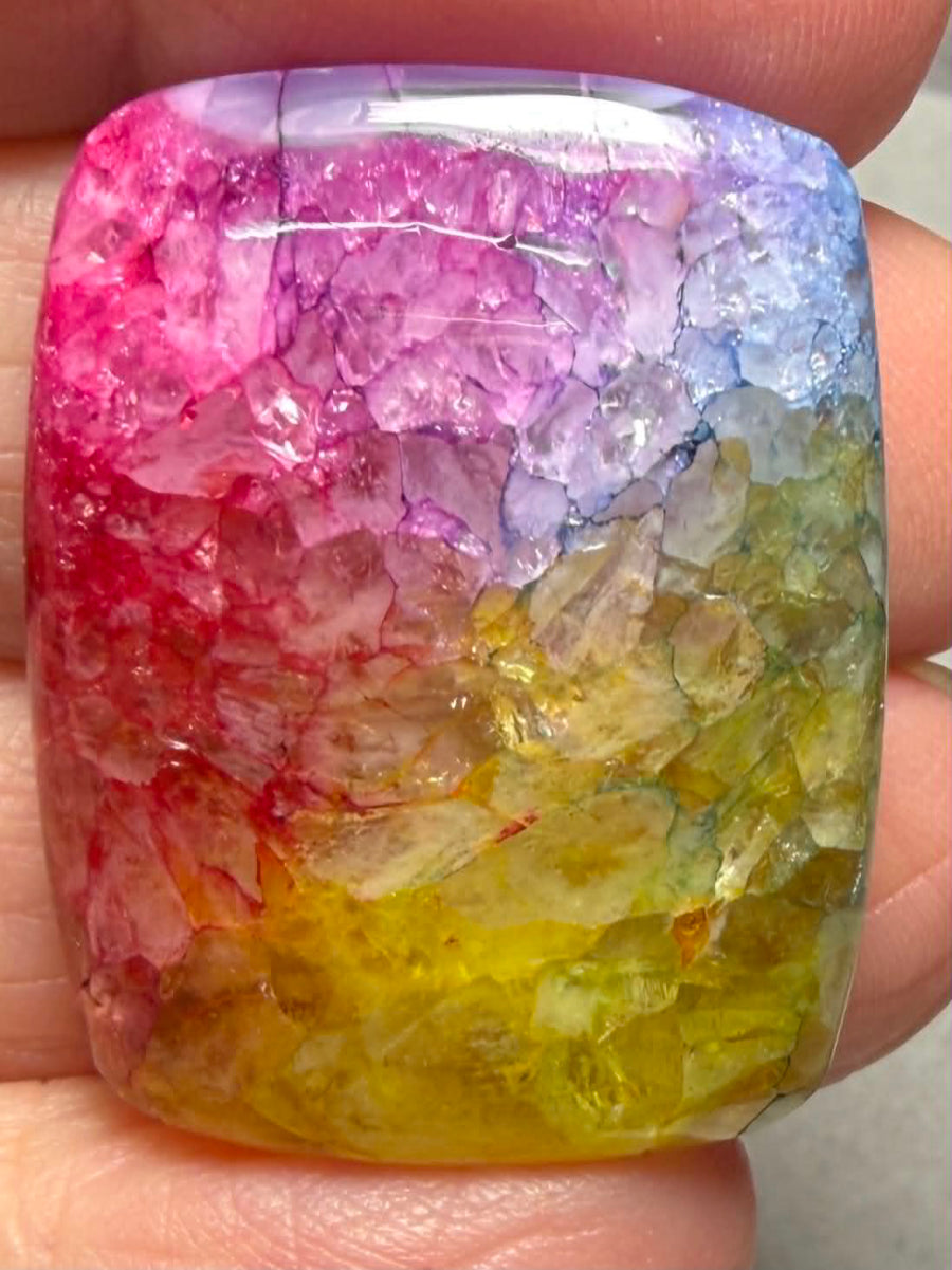 Rectangle 32x24mm Rainbow Solar Quartz Cabochon 101