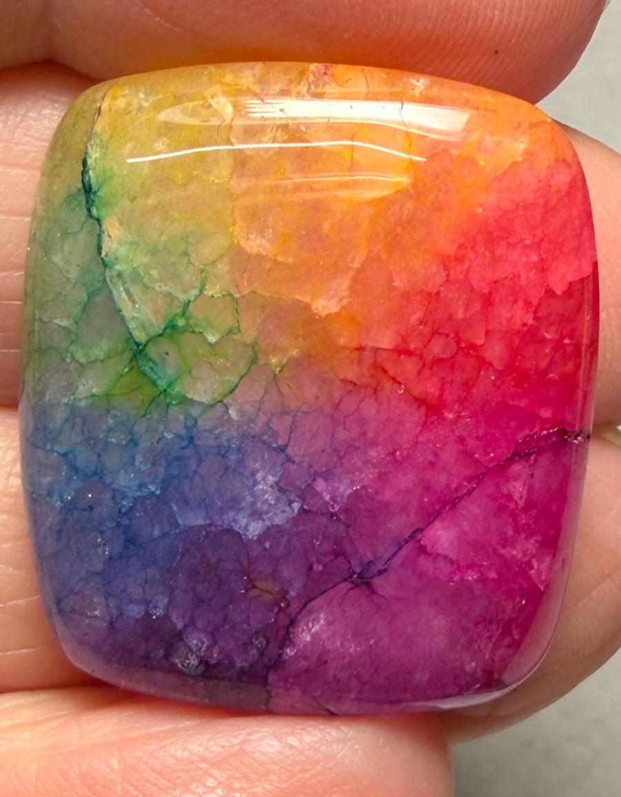 Rectangle 28x24mm Rainbow Solar Quartz Cabochon 102