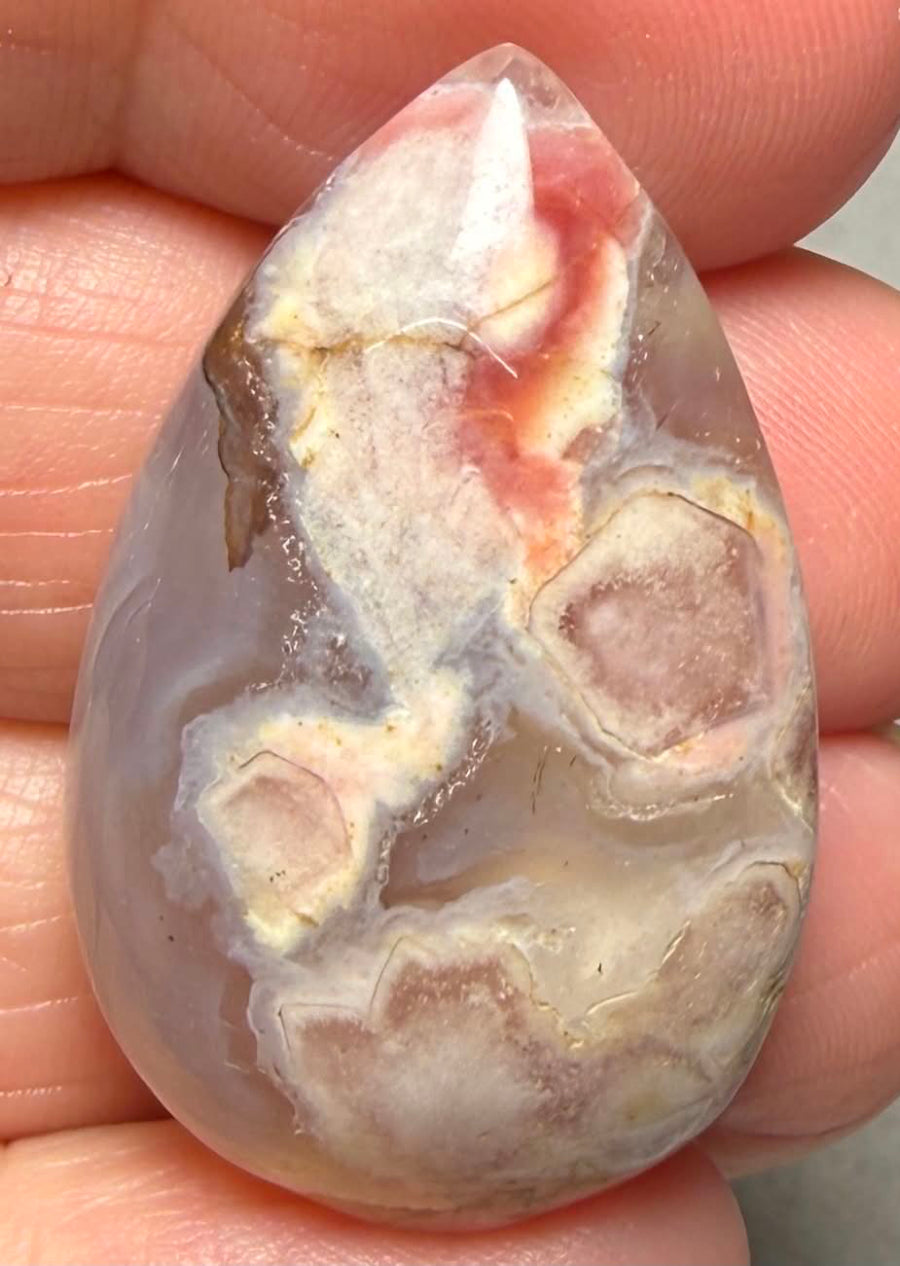 Teardrop 34x21mm Cherry Blossom Agate Cabochon 33