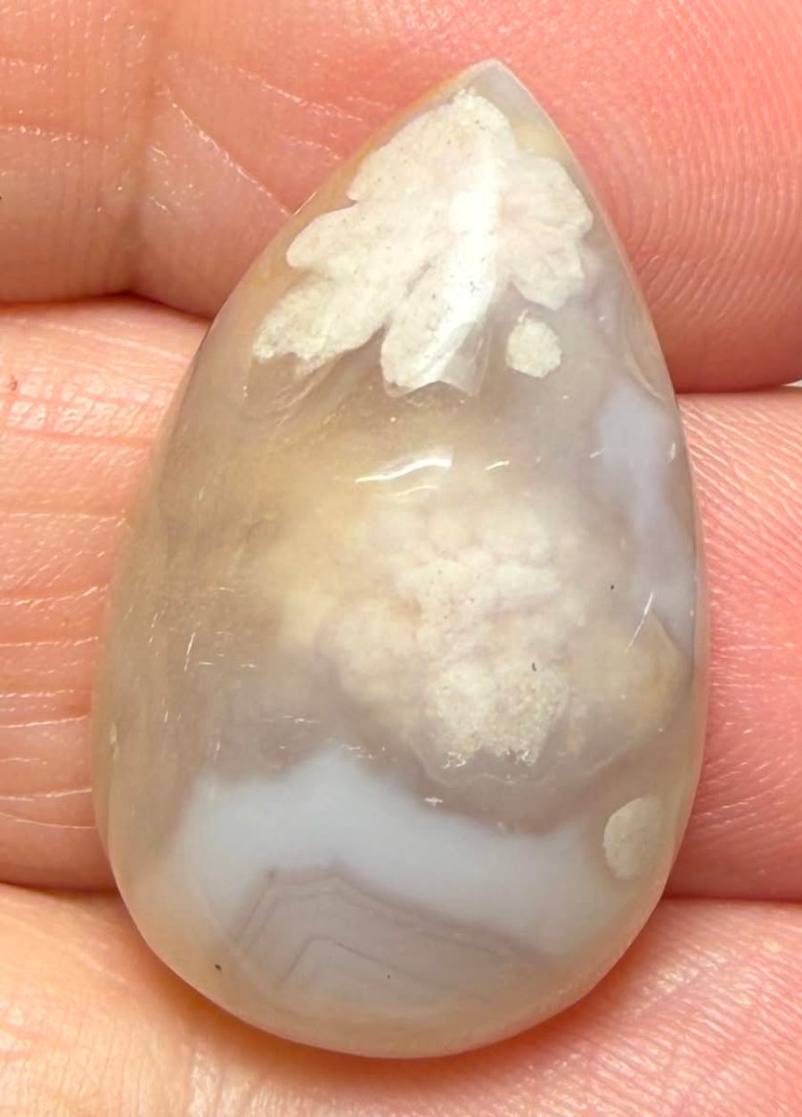 Teardrop 27x17mm Cherry Blossom Agate Cabochon 36