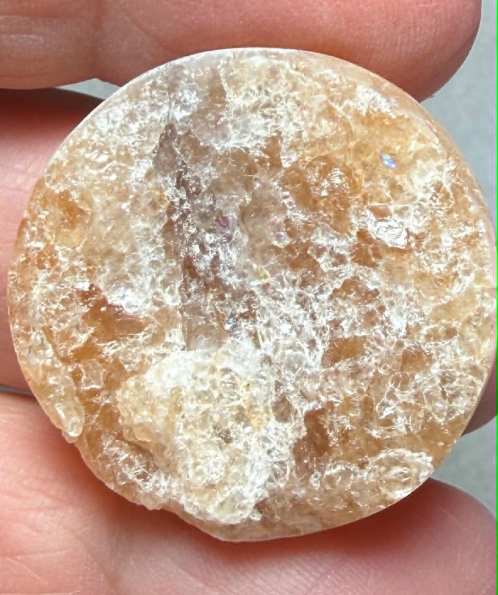 Round 29x29mm Himalayan Druzy Citrine Cabochon 55