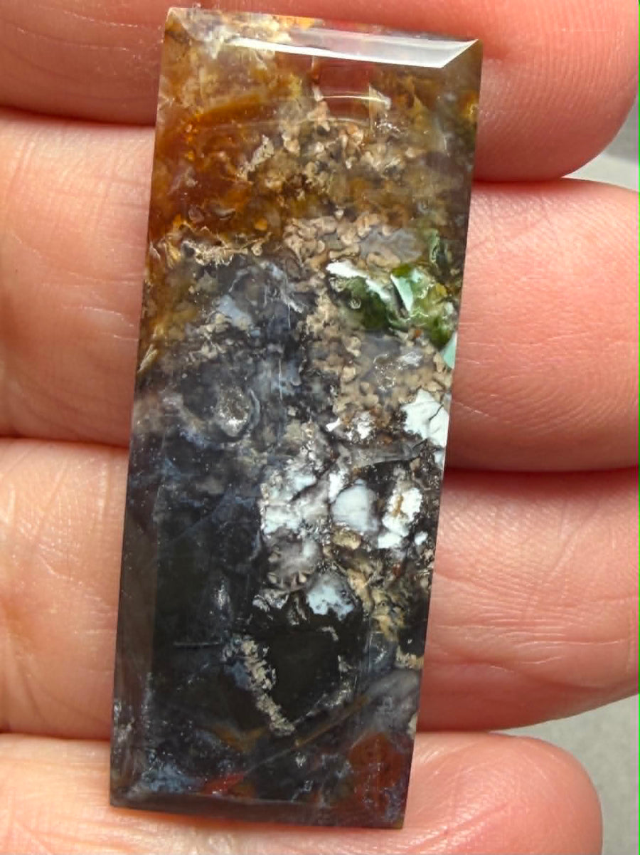 Rectangle 41x16mm Faceted Indonesian Jasper Cabochon 37