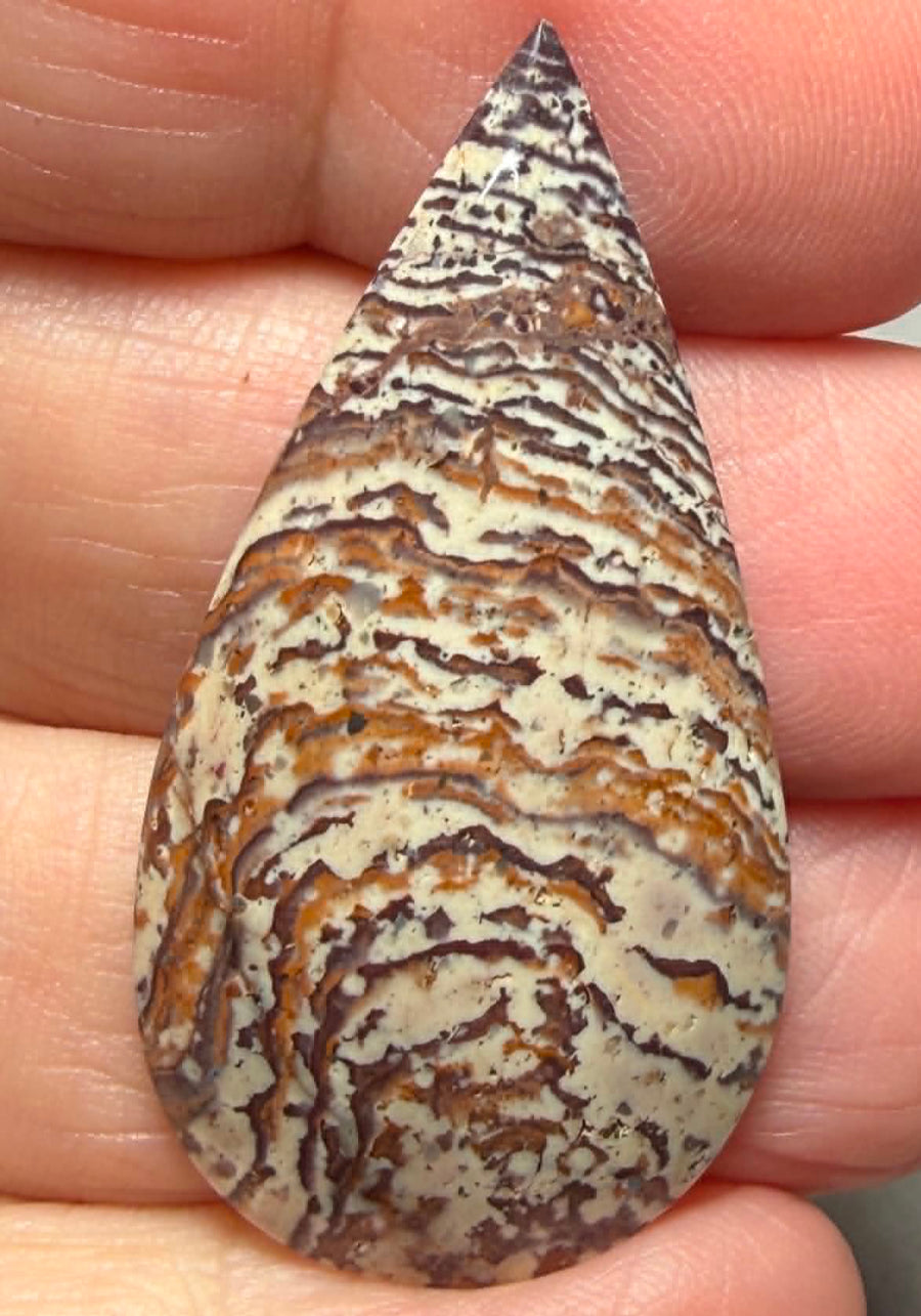 Teardrop 42x22mm Finger Print Jasper Cabochon 38