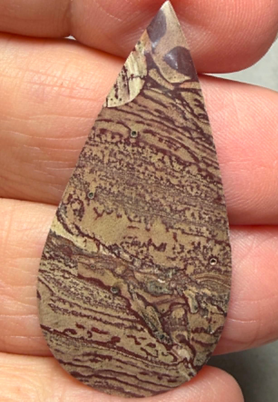 Teardrop 43x21mm Finger Print Jasper Cabochon 41