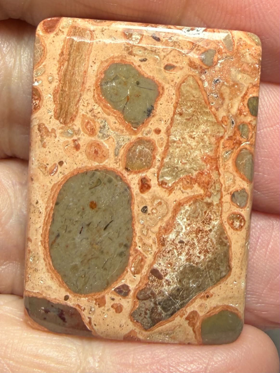 Rectangle 36x25mm Leopardite Jasper Cabochon 38