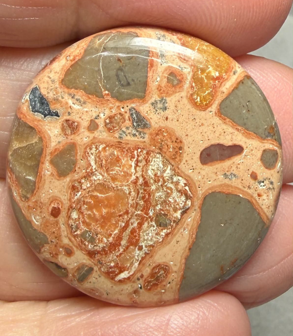Round 30x30mm Leopardite Jasper Cabochon 45