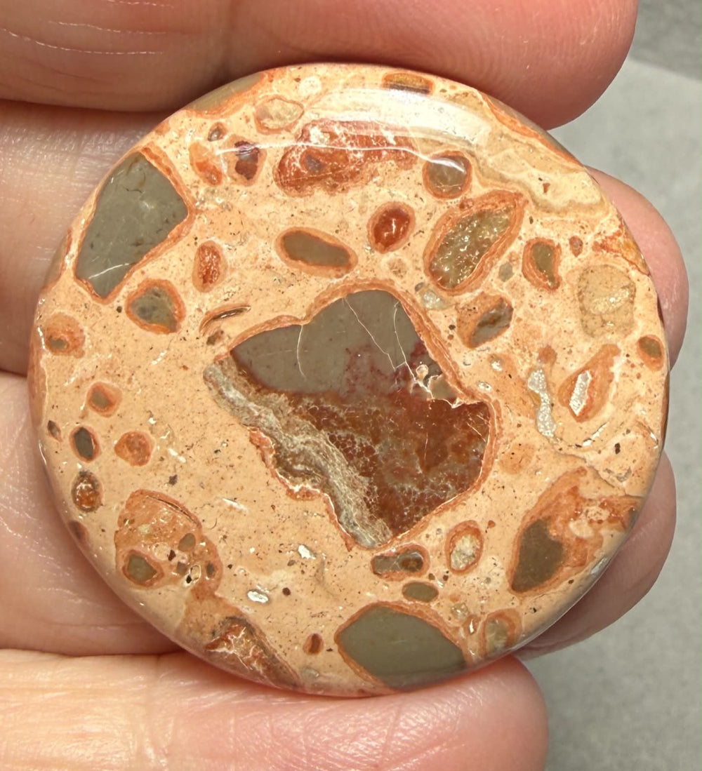 Round 35x35mm Leopardite Jasper Cabochon 52