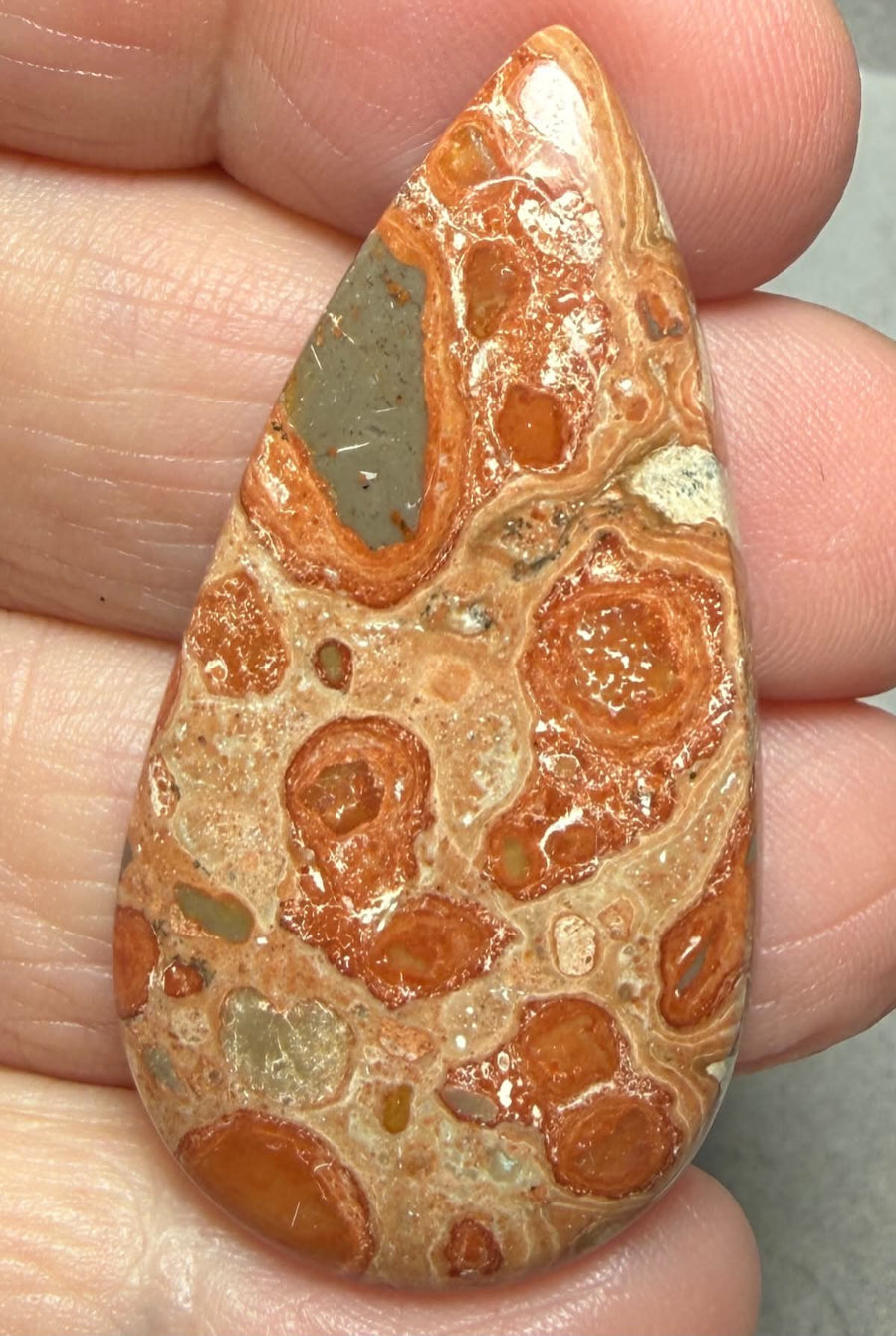 Teardrop 46x23mm Leopardite Jasper Cabochon 53