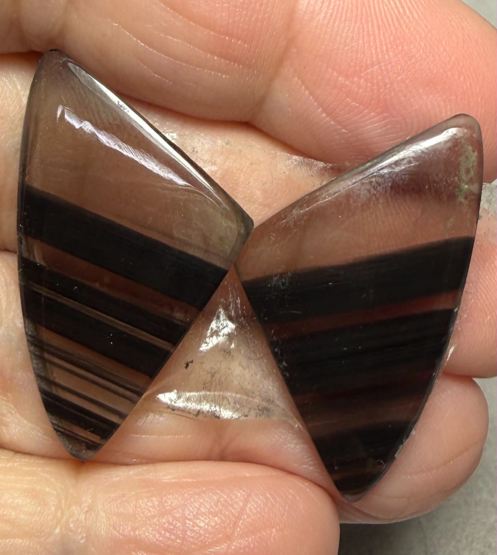 Freeform 33x18mm Midnight Jasper Cabochon Pair 07