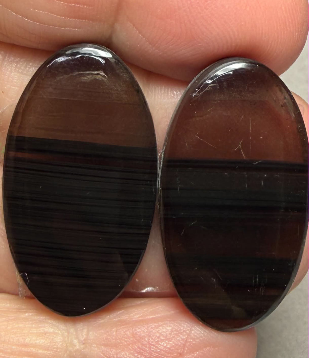 Oval 32x18mm Midnight Jasper Cabochon Pair 09