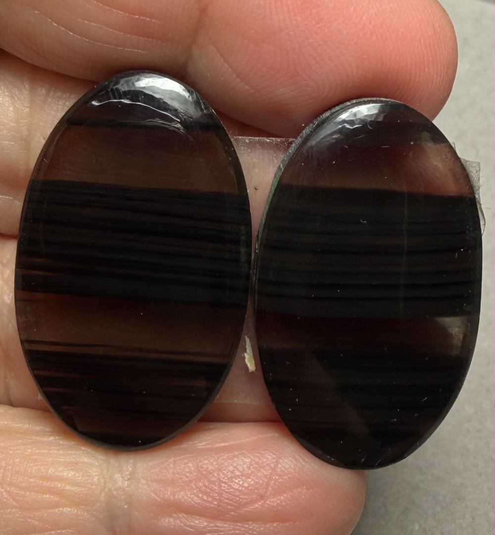 Oval 32x19mm Midnight Jasper Cabochon Pair 10