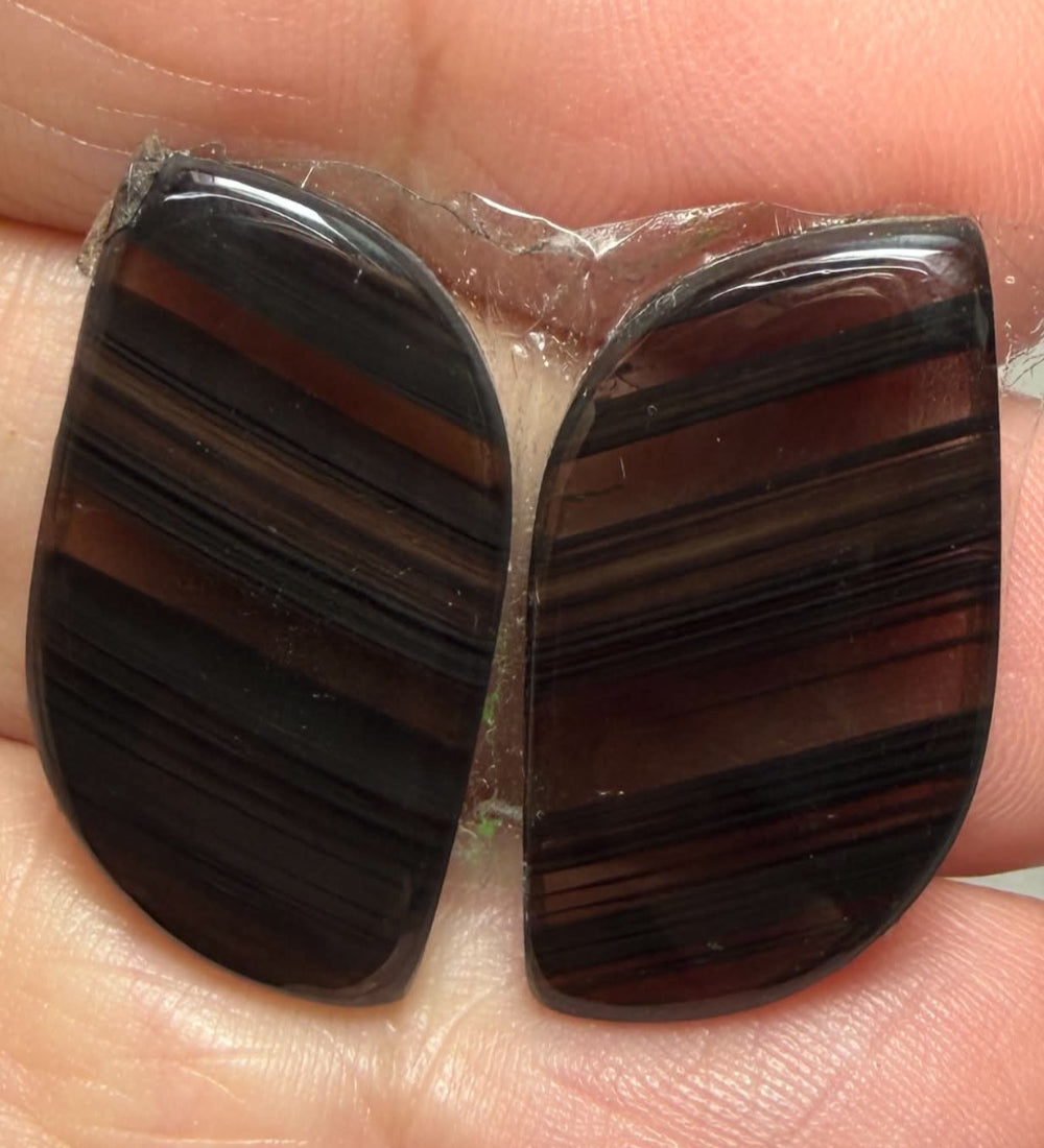 Freeform 27x14mm Midnight Jasper Cabochon Pair 12