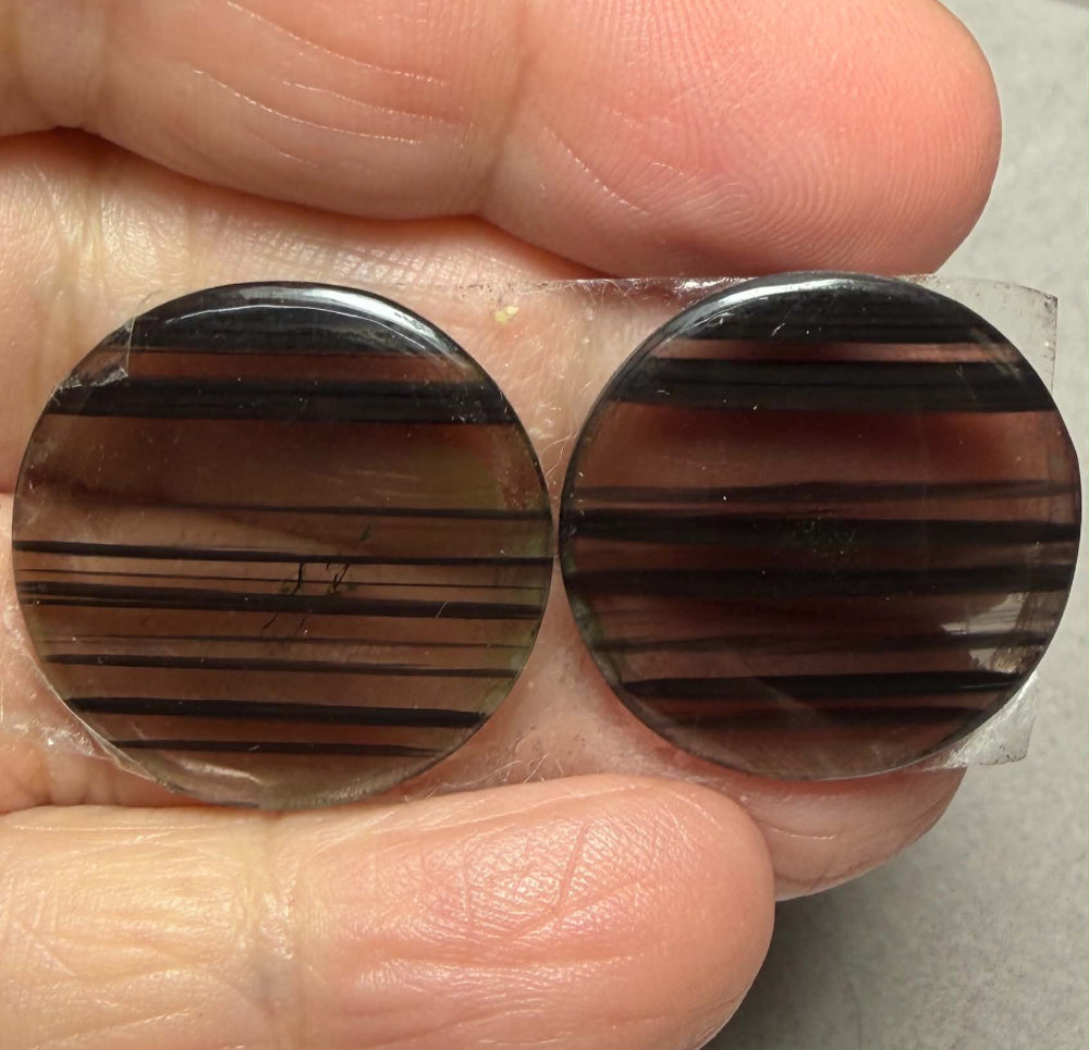 Round 23x23mm Midnight Jasper Cabochon Pair 15