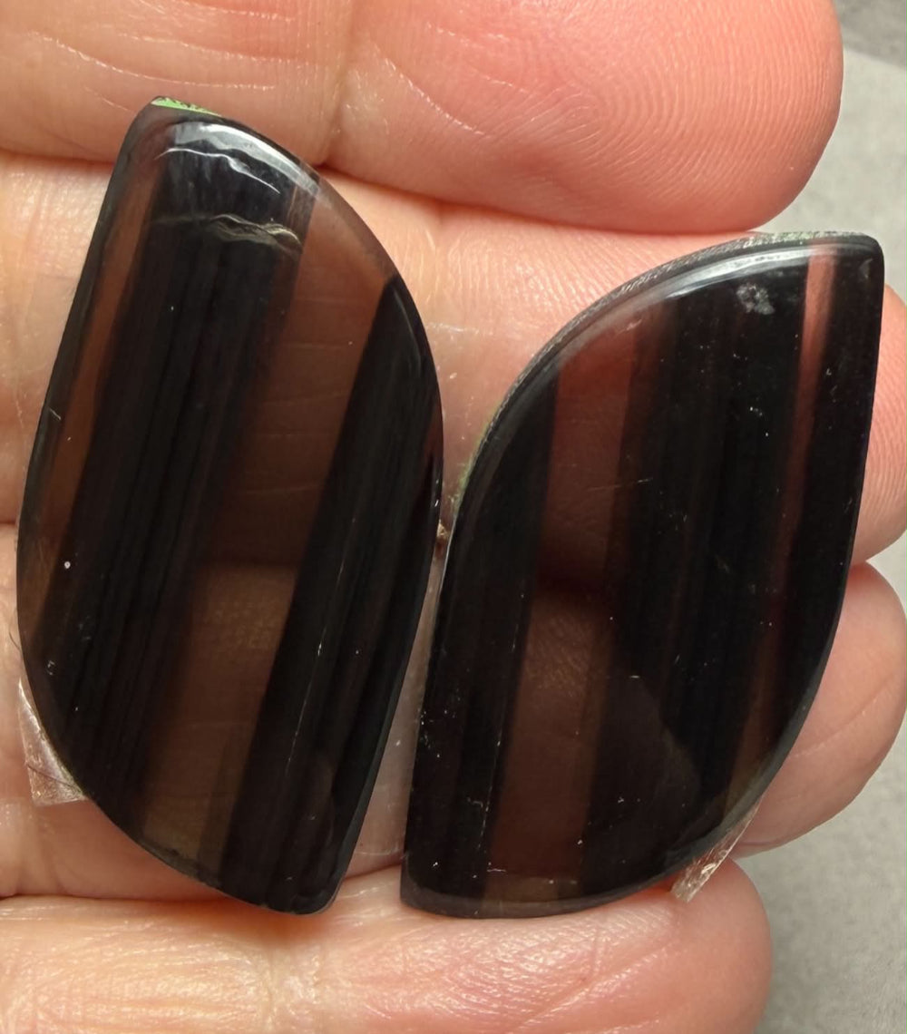 Freeform 34x17mm Midnight Jasper Cabochon Pair 20