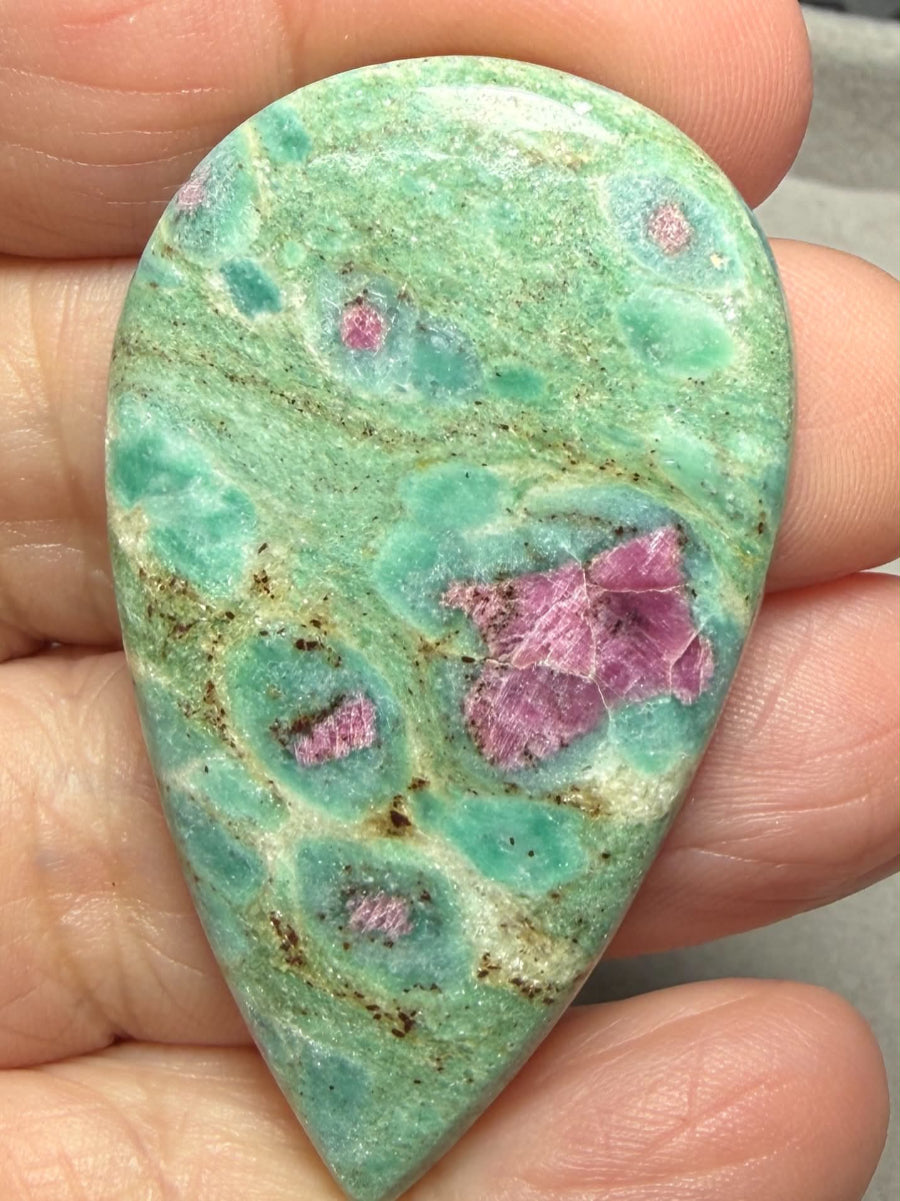 Teardrop 51x30mm Ruby Fuchsite Cabochon 58