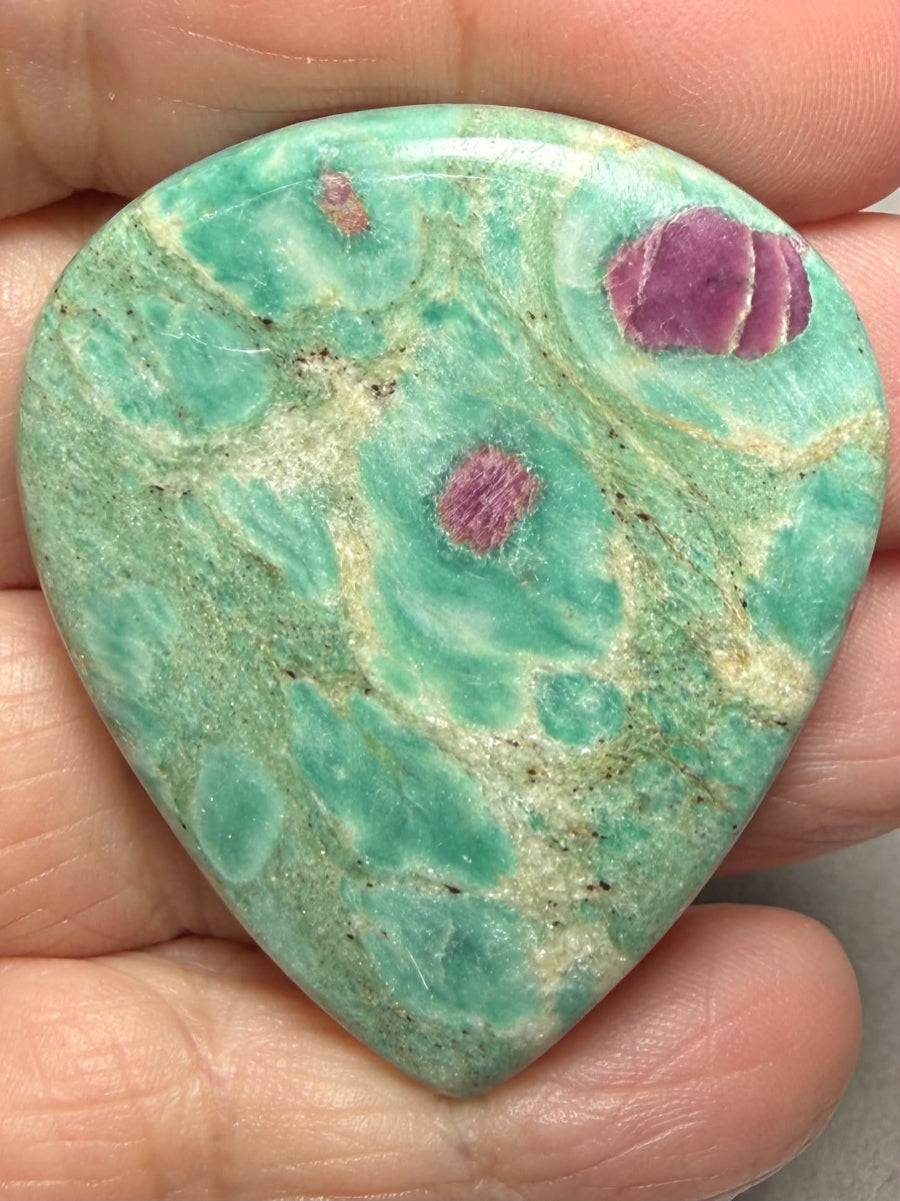 Teardrop 47x39mm Ruby Fuchsite Cabochon 68