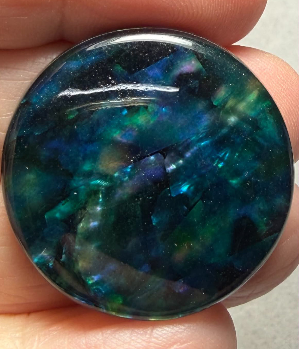 Round 31x31mm Dichroic Glass Cabochon 40