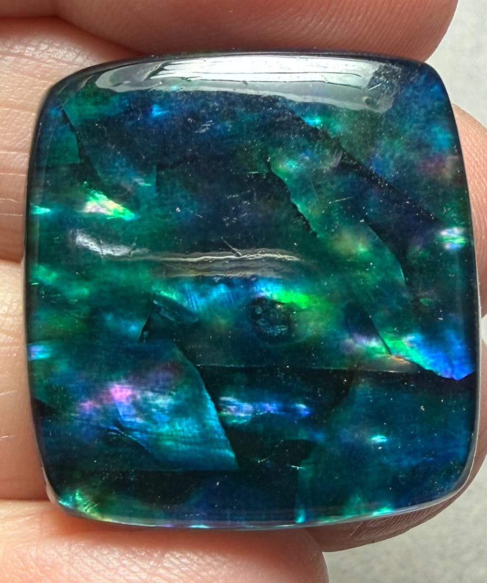 Rectangle 27x25mm Dichroic Glass Cabochon 42