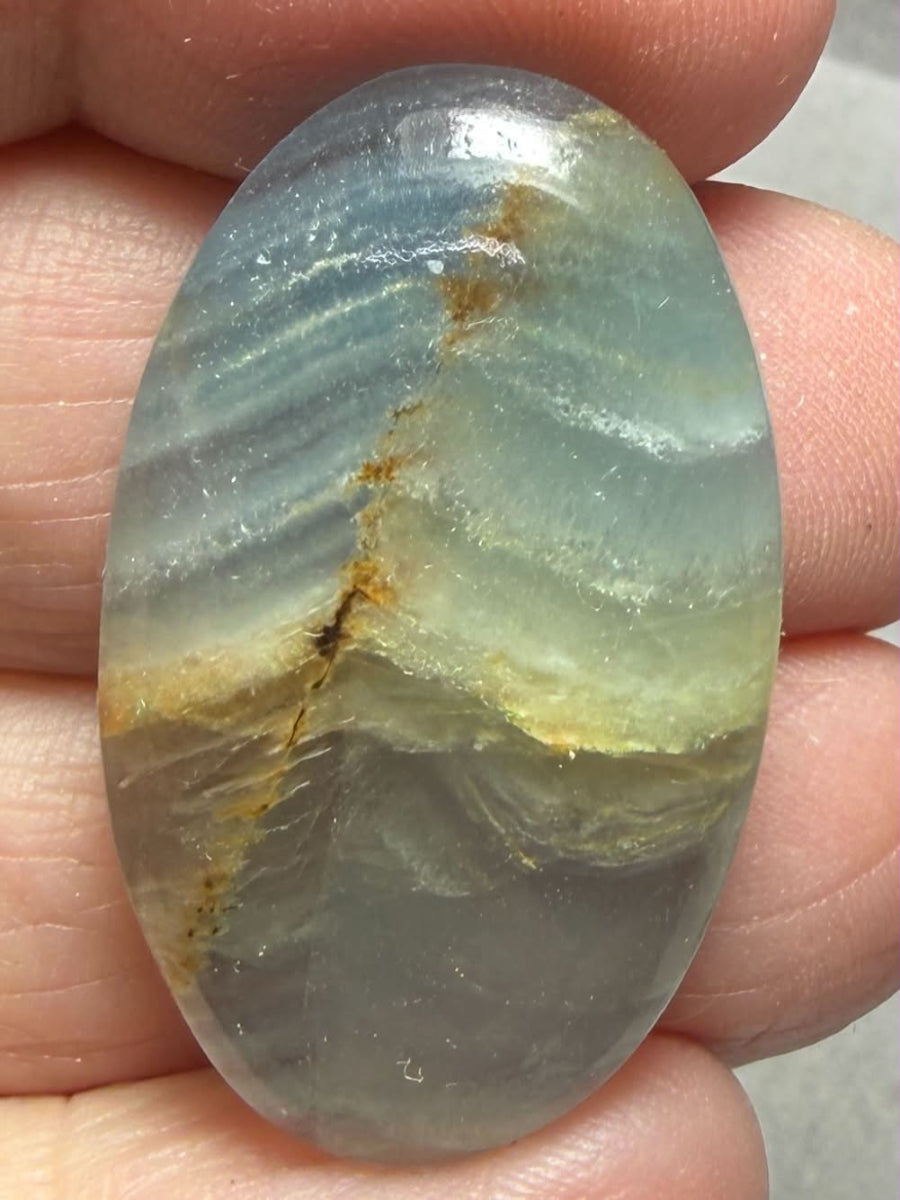 Oval 34x21mm Lemurian Aquatine Calcite Cabochon 28