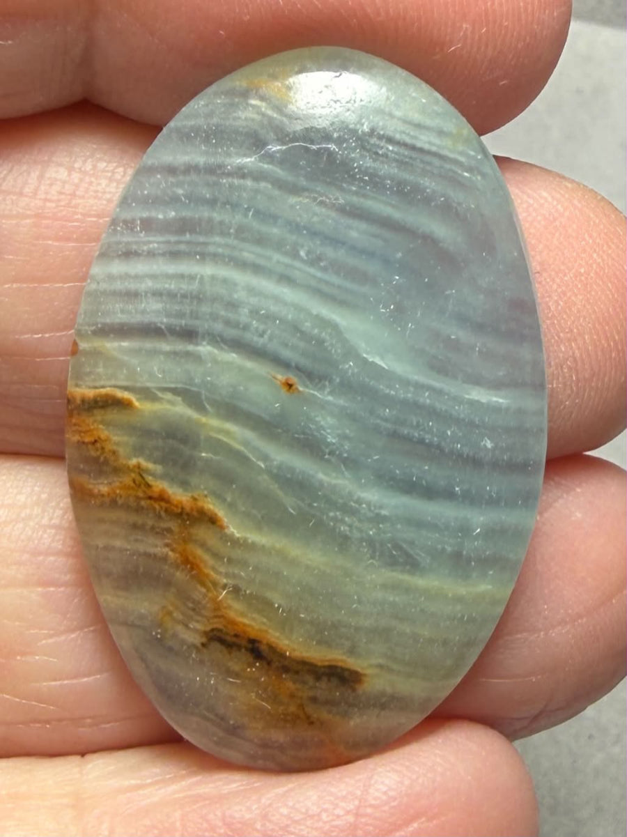 Oval 35x23mm Lemurian Aquatine Calcite Cabochon 30
