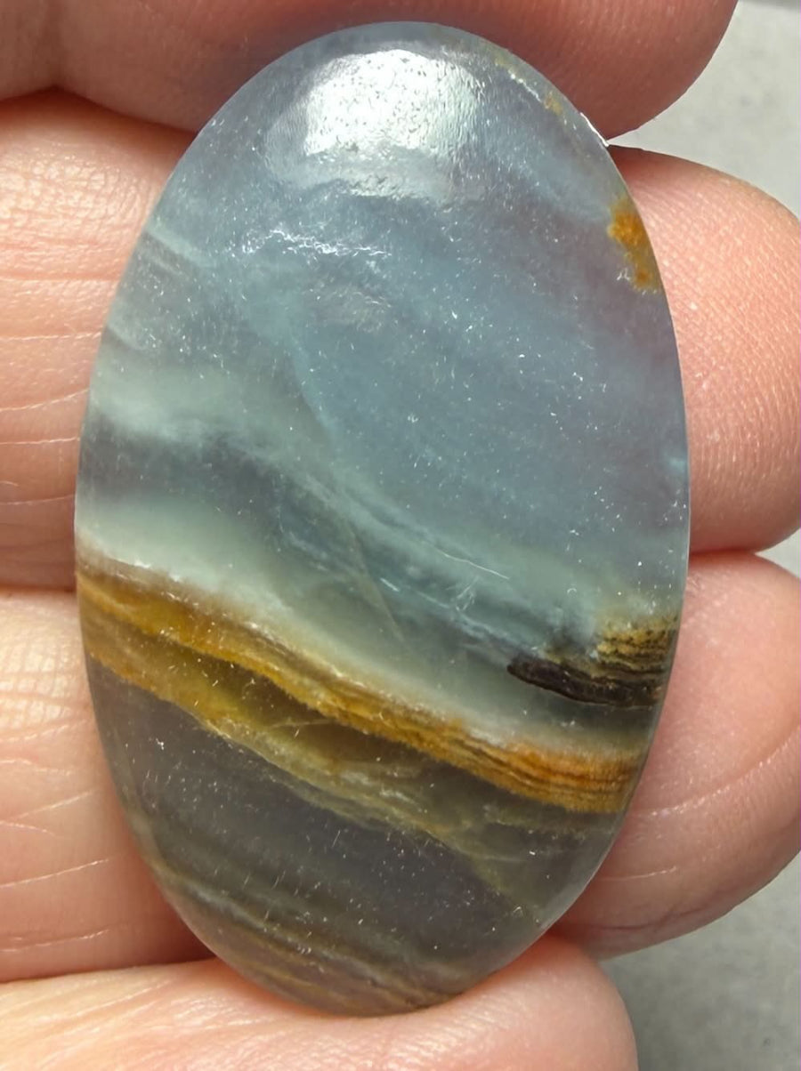 Oval 33x20mm Lemurian Aquatine Calcite Cabochon 33