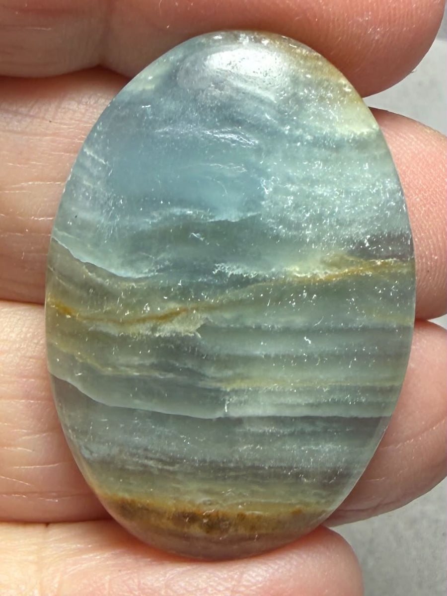 Oval 36x25mm Lemurian Aquatine Calcite Cabochon 34