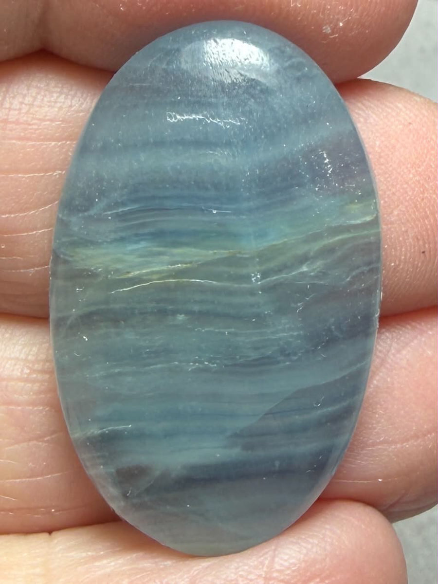 Oval 33x20mm Lemurian Aquatine Calcite Cabochon 35