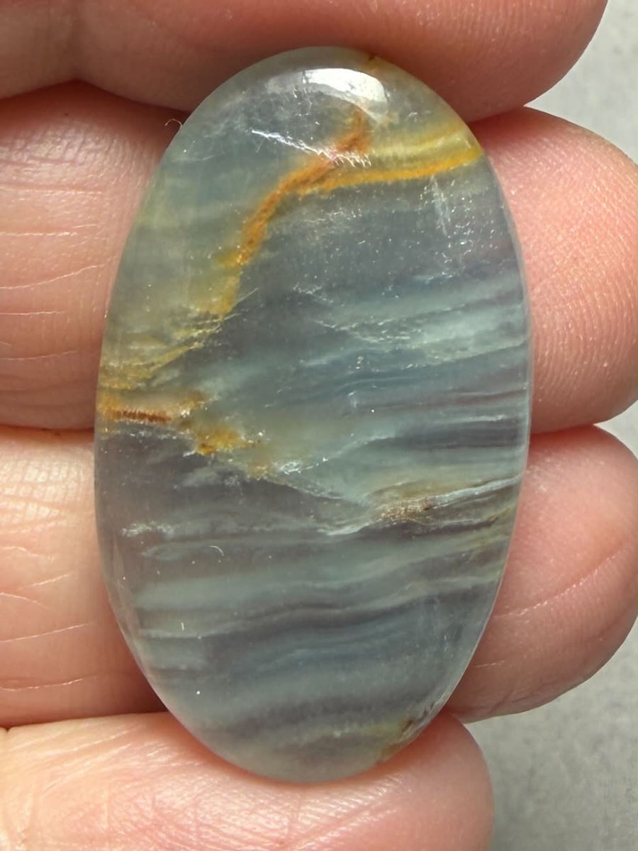 Oval 33x19mm Lemurian Aquatine Calcite Cabochon 42