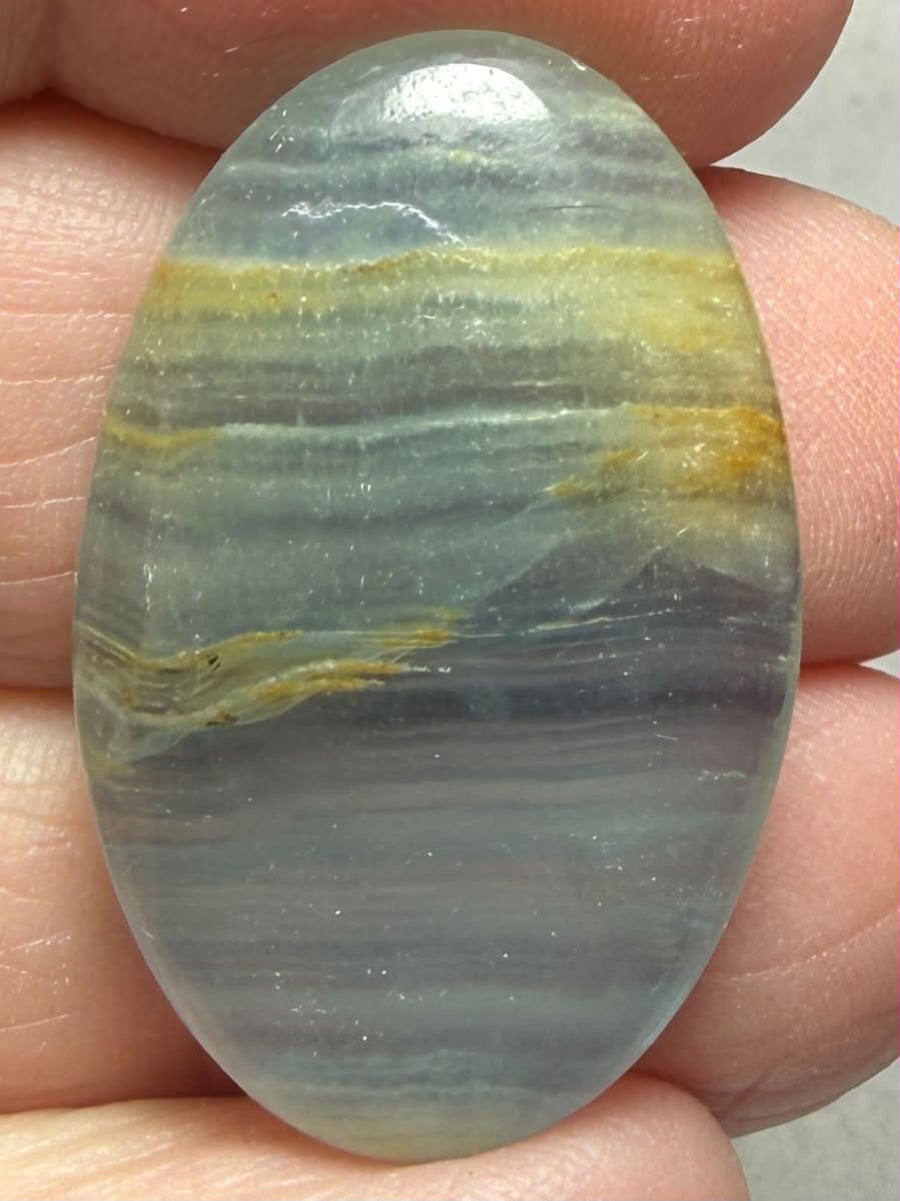 Oval 32x20mm Lemurian Aquatine Calcite Cabochon 48