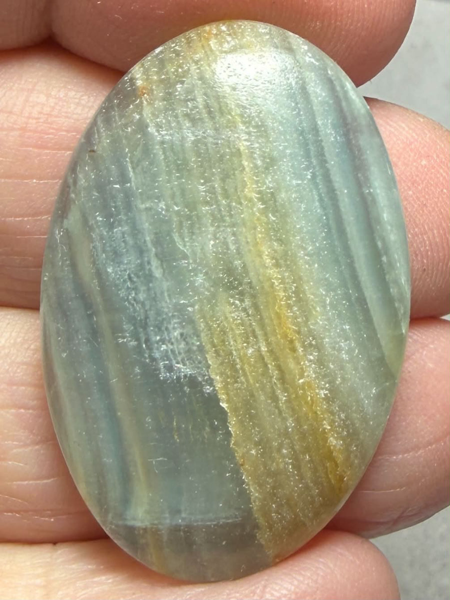 Oval 35x23mm Lemurian Aquatine Calcite Cabochon 56