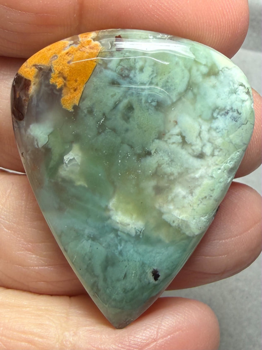 Teardrop 42x33mm Aqua Chalcedony Cabochon 30