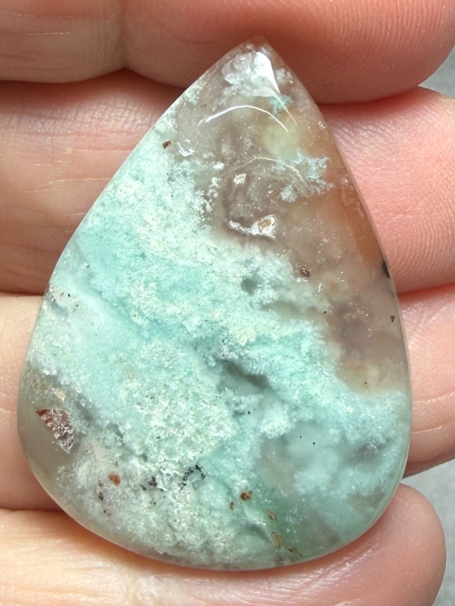 Teardrop 37x27mm Aqua Chalcedony Cabochon 48