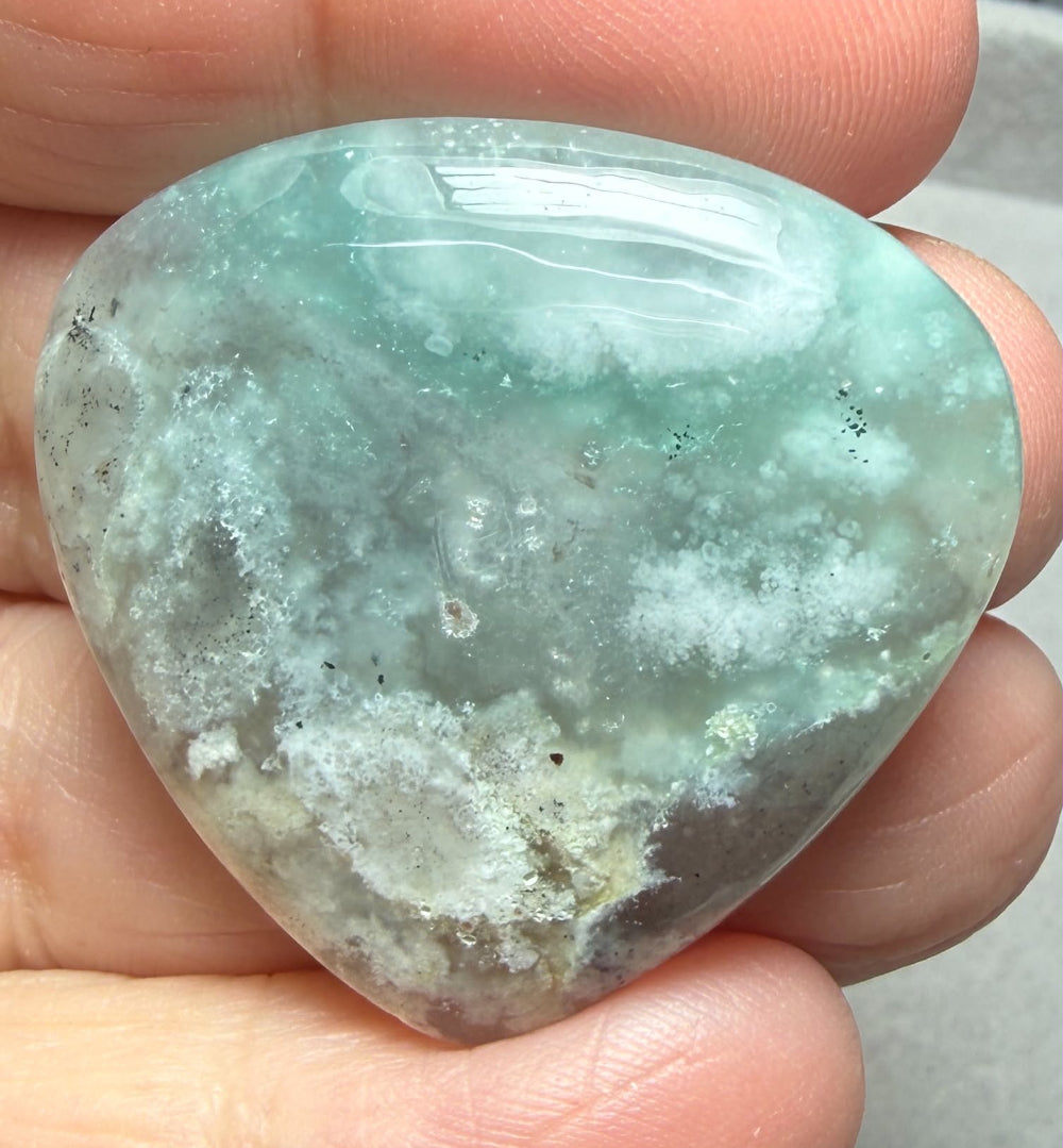 Teardrop 34x35mm Aqua Chalcedony Cabochon 50