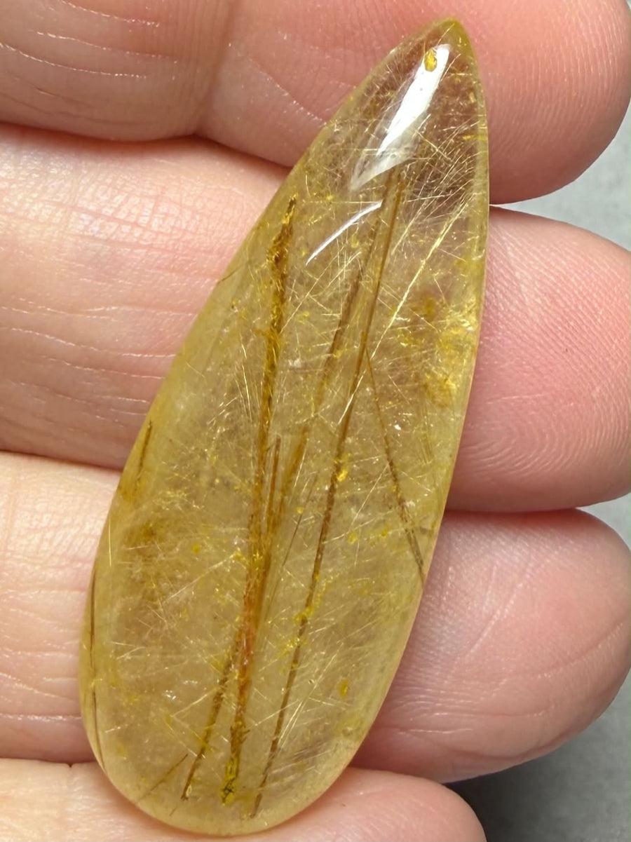 Teardrop 43x16mm Rutilated Quartz Cabochon 40