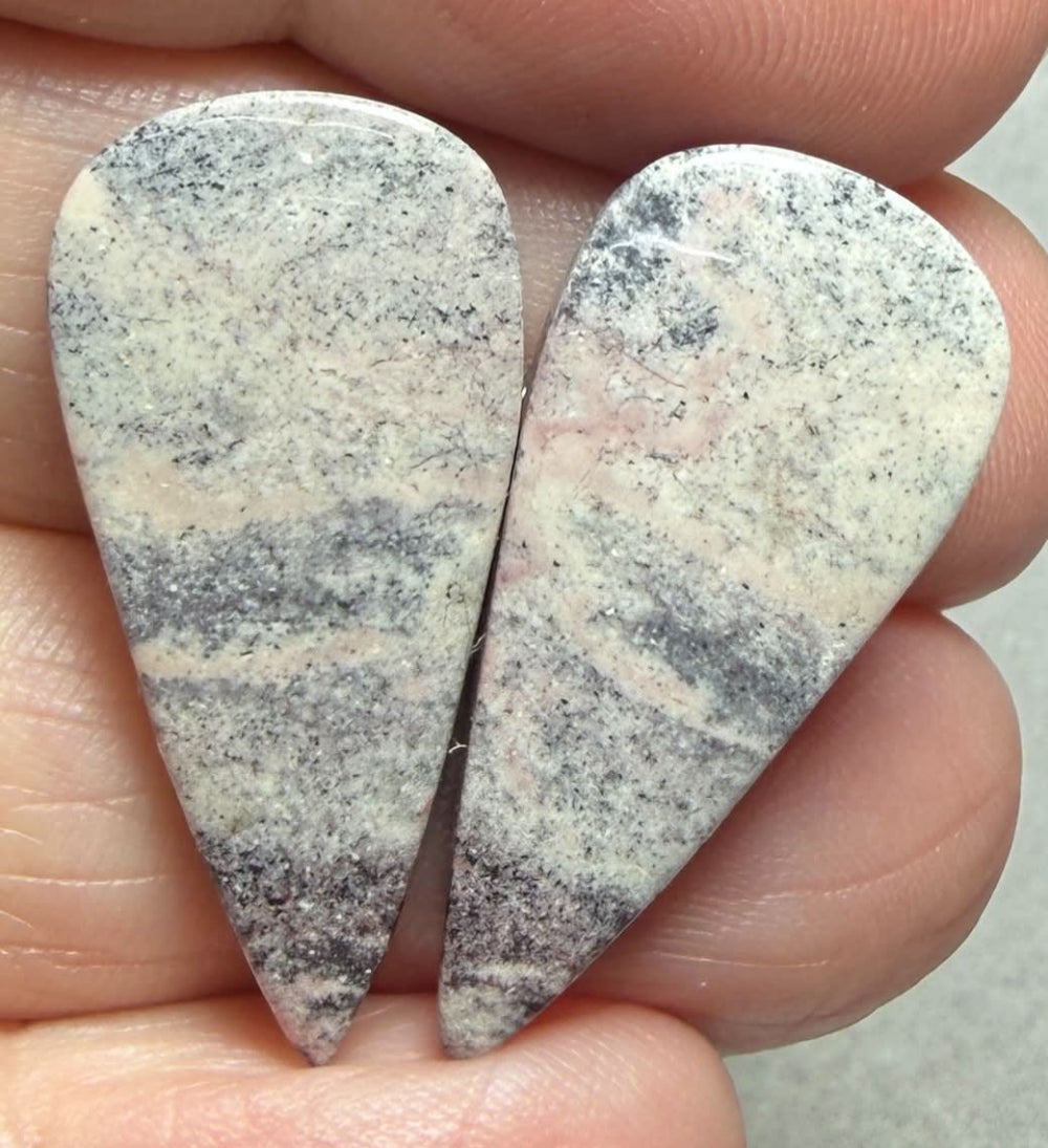 Teardrop 29x15mm Porcelain Jasper Cabochon Pair 14