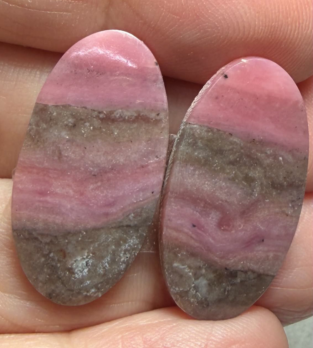 Oval 27x14mm Peruvian Pink Opal Cabochon Pair 02