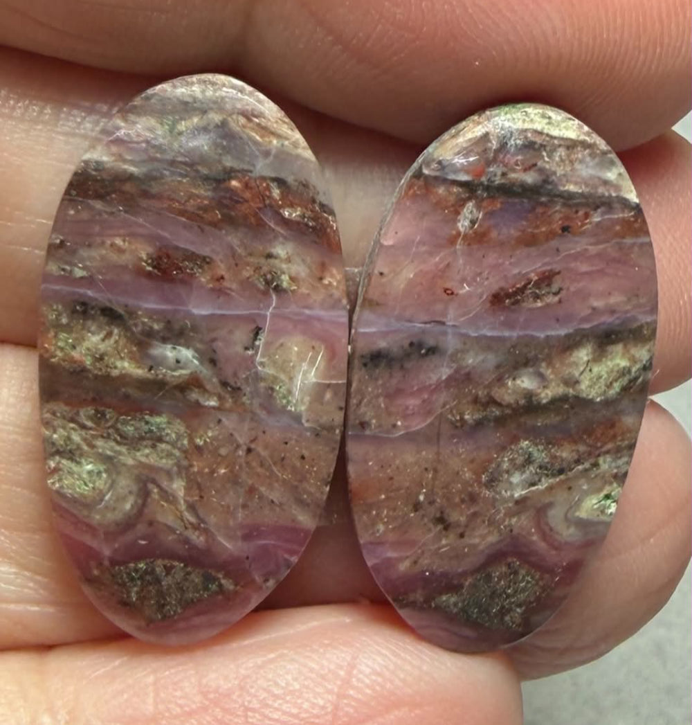 Oval 25x14mm Peruvian Pink Opal Cabochon Pair 11