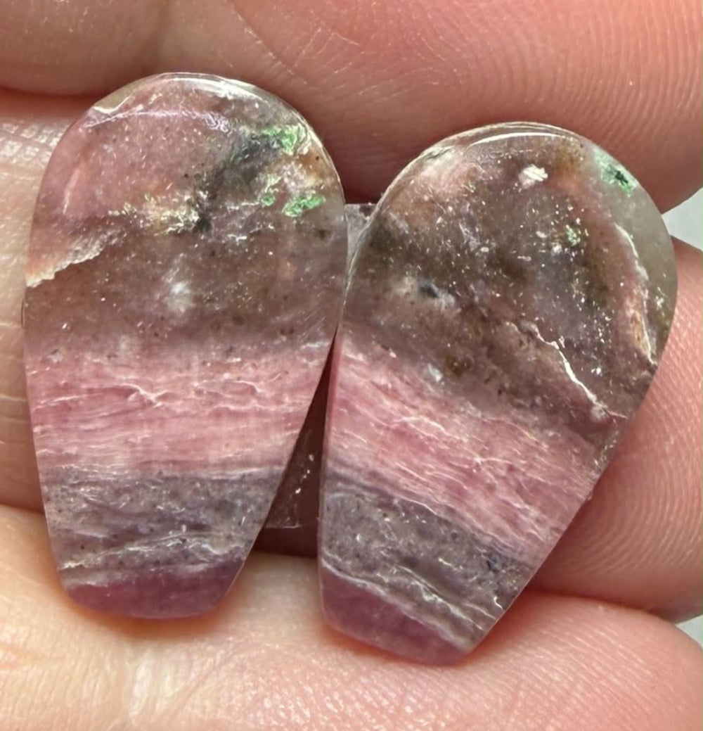 Freeform 20x12mm Peruvian Pink Opal Cabochon Pair 12