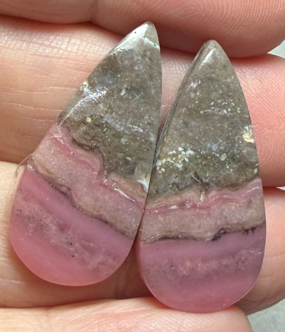 Teardrop 29x14mm Peruvian Pink Opal Cabochon Pair 17