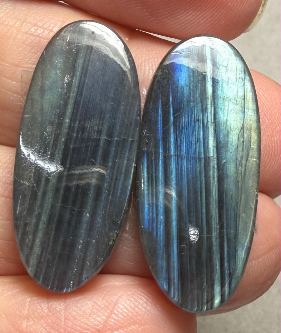 Oval 29x13mm Labradorite Cabochon Pair 23