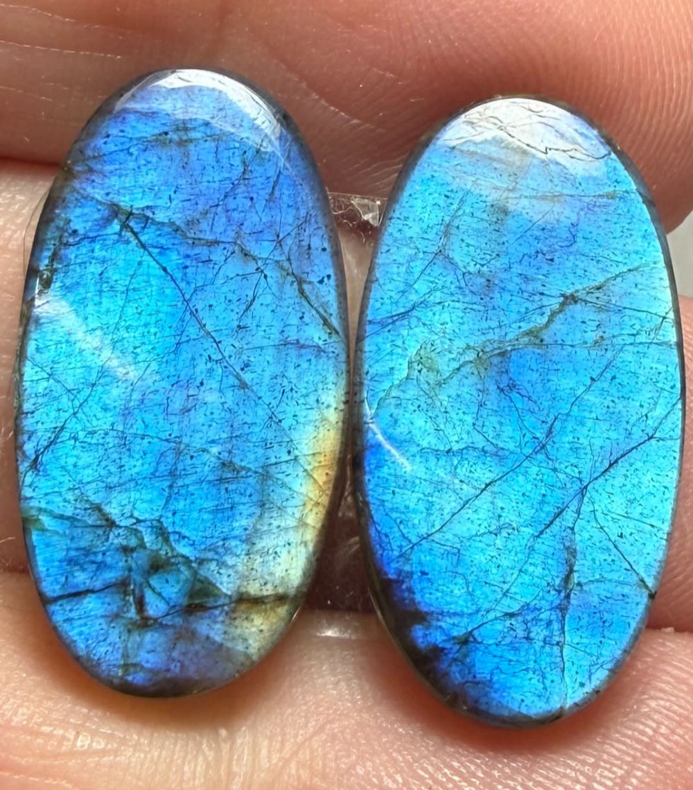 Oval 25x13mm Labradorite Cabochon Pair 24