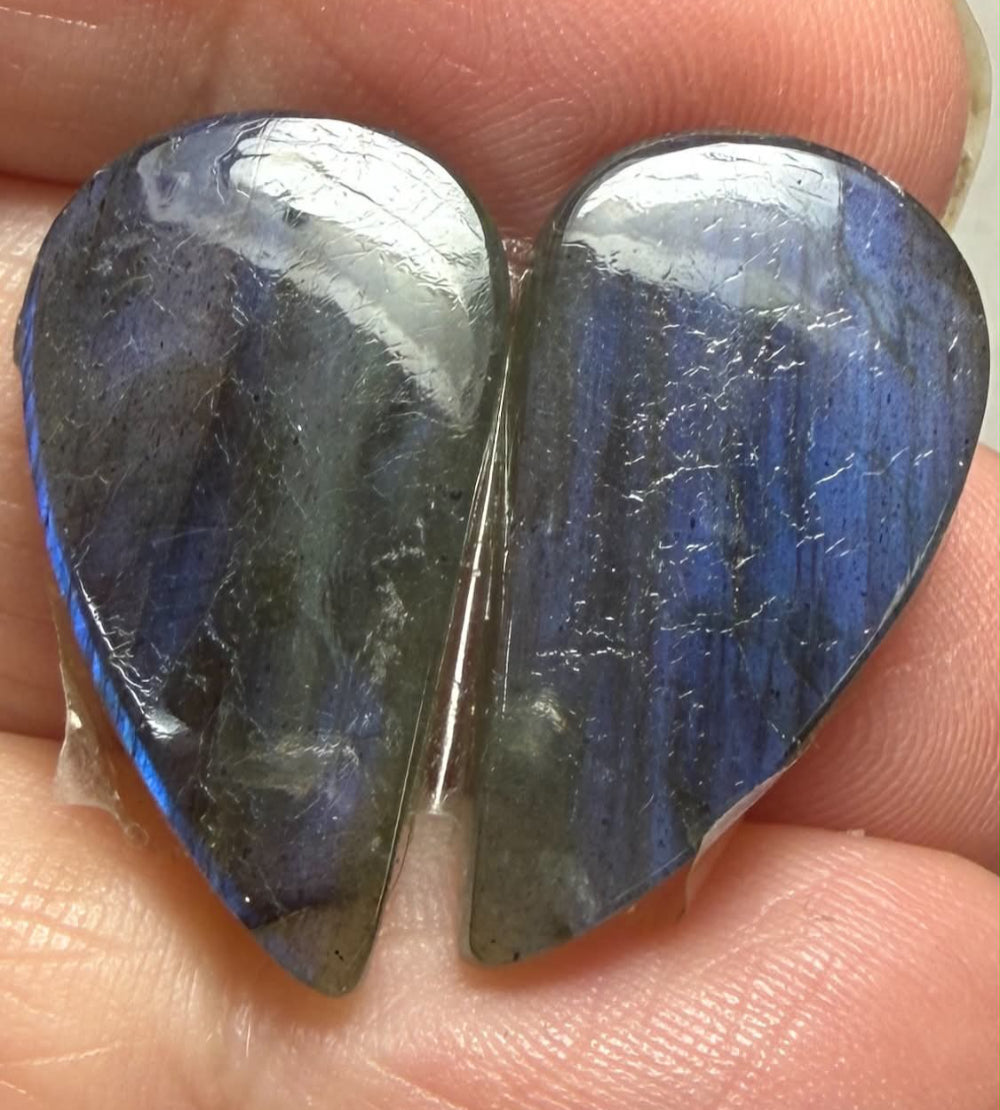 Freeform 25x14mm Labradorite Cabochon Pair 25