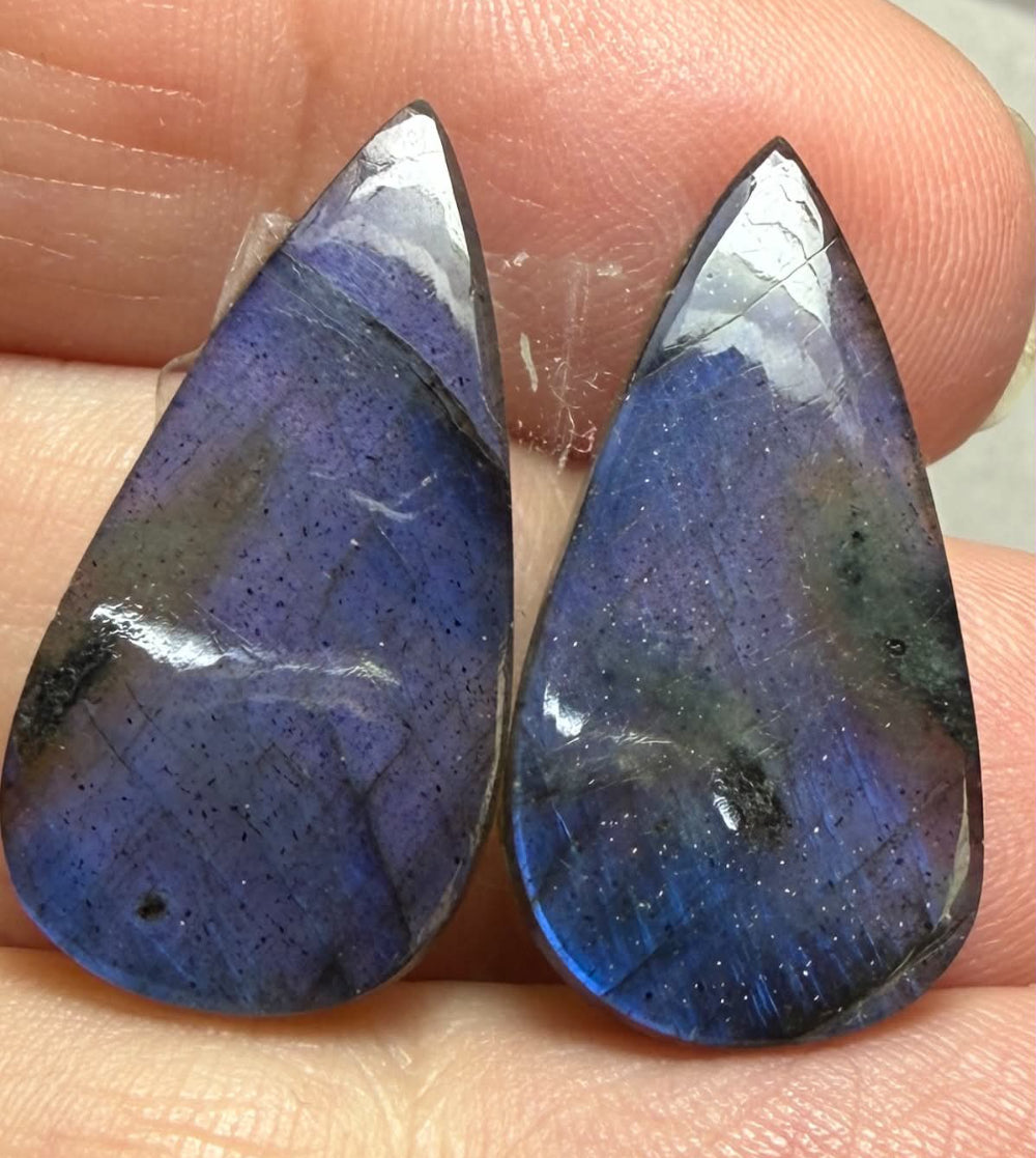 Teardrop 25x13mm Labradorite Cabochon Pair 29