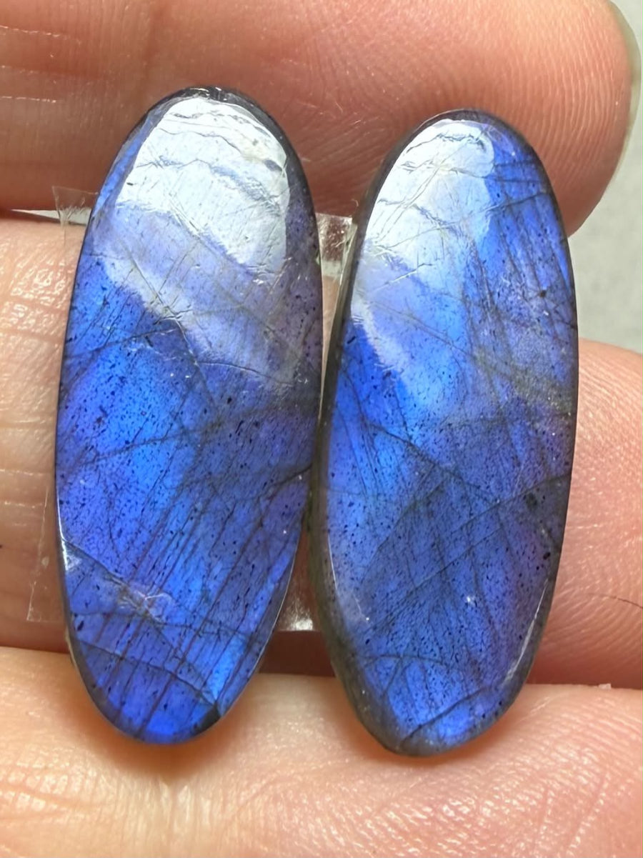 Oval 27x10mm Labradorite Cabochon Pair 31