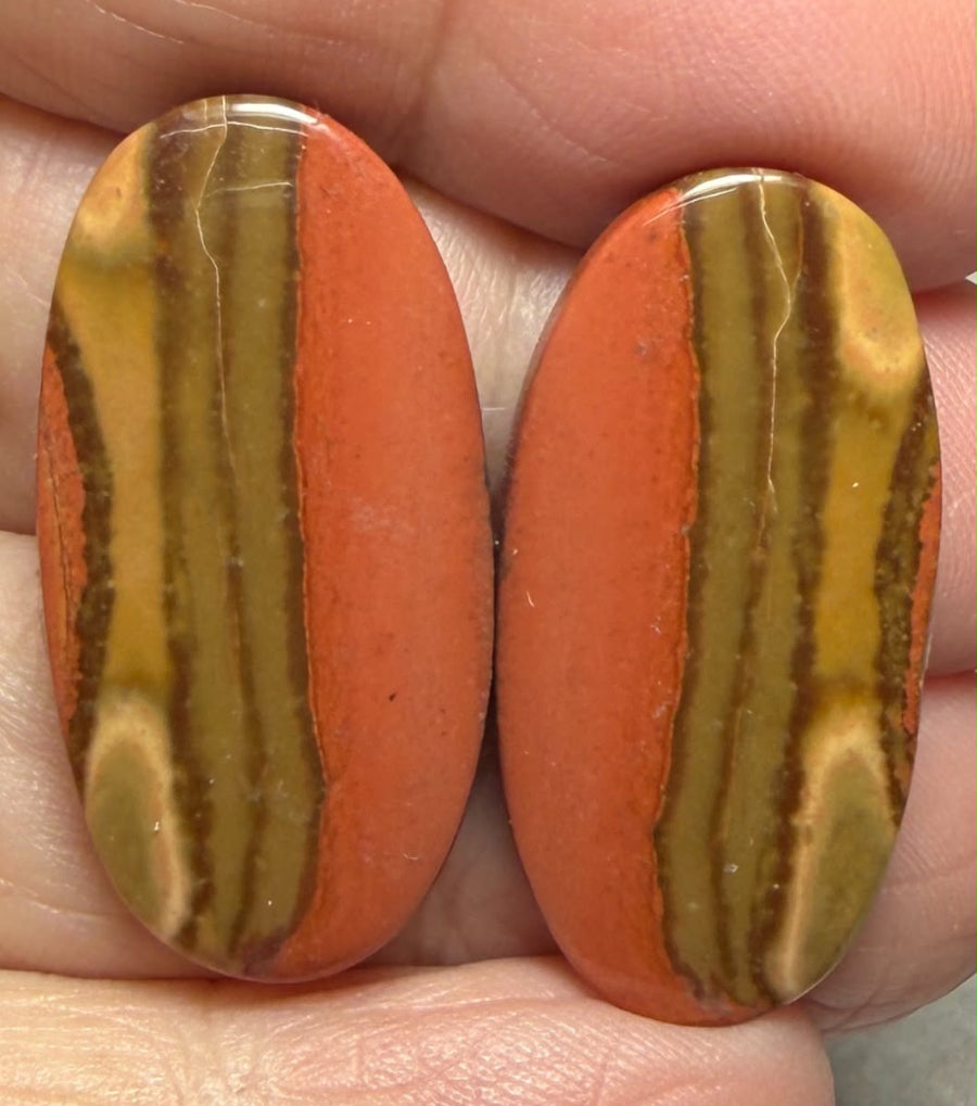 Oval 29x15mm Polychrome Jasper Cabochon Pair 03