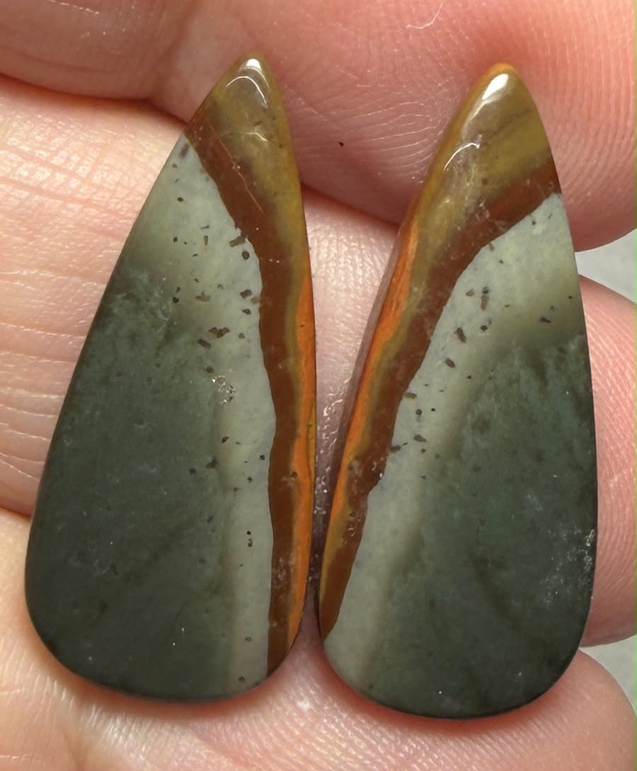 Teardrop 27x11mm Polychrome Jasper Cabochon Pair 09