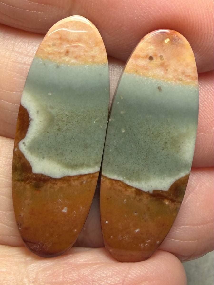 Oval 32x12mm Polychrome Jasper Cabochon Pair 11