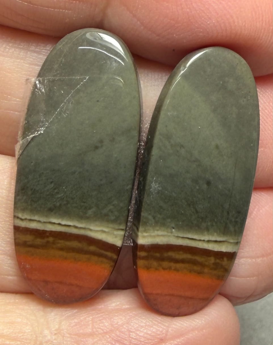 Oval 30x13mm Polychrome Jasper Cabochon Pair 18