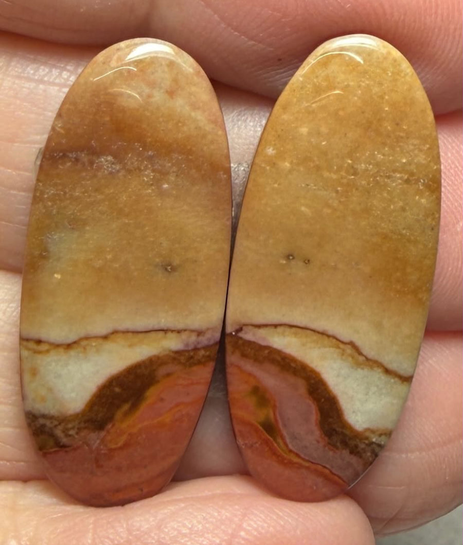 Oval 29x12mm Polychrome Jasper Cabochon Pair 19